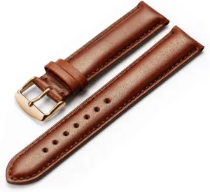 Women unverified chicopee gossamer Calfskin Leather Watch Strap with Buckle(Dark Brown Rose Gold,19mm) Adjustable Watch Band, Stylish Watch Bands for Men 