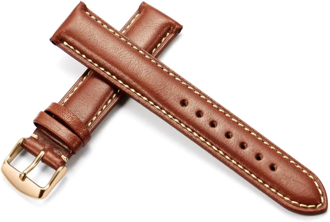 Women unverified chicopee gossamer Calfskin Leather Watch Strap with Buckle(Dark Brown Rose Gold,19mm) Adjustable Watch Band, Stylish Watch Bands for Men 