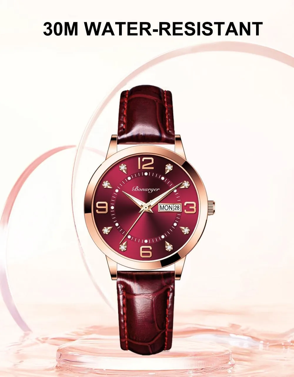 Women Watches Ladies Dress Analog Quartz Date Classic Luminous Leather Strap 3ATM radioactivity Waterproof Female Wrist Watch BESTKANG Leather 