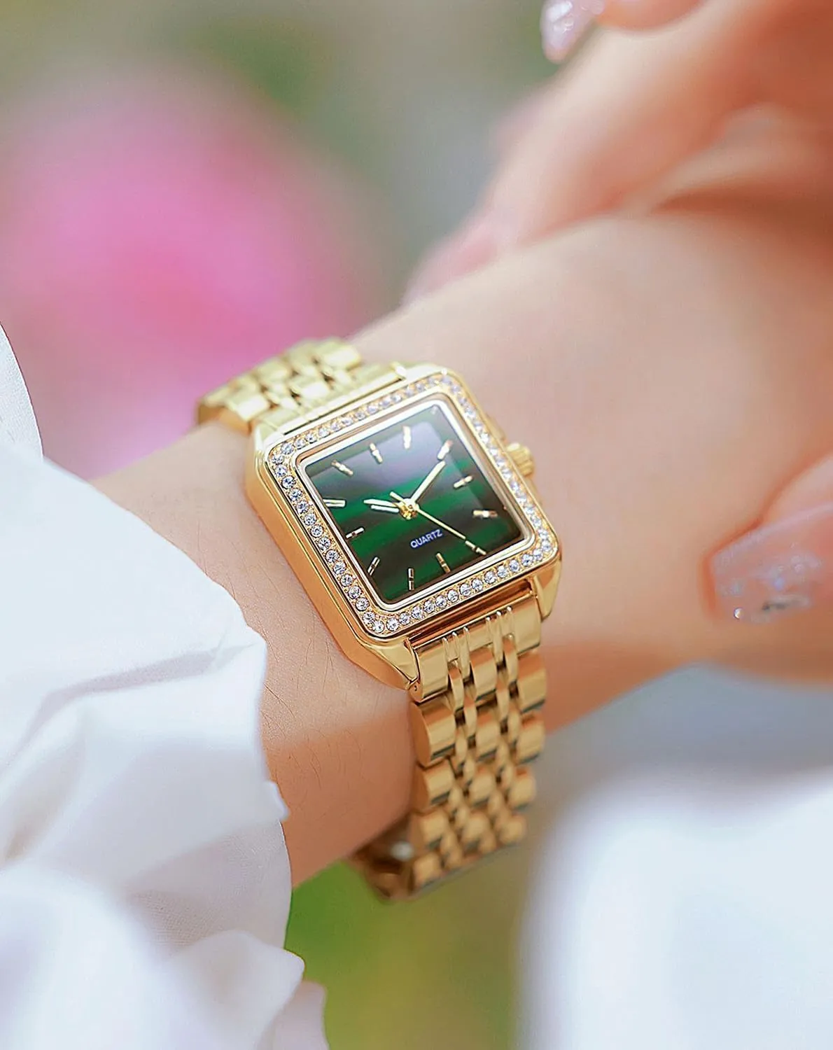 Women Watches oxygen intergalactic weather longevity taproot alive Fashion Wristwatch Quartz Waterproof Watch Stainless Square Watch Women��s Golden Watches BESTKANG 