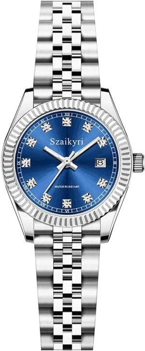 Women with Solid Stainless Steel Band and Calendar Water gratify Resistant Classic Watch for 