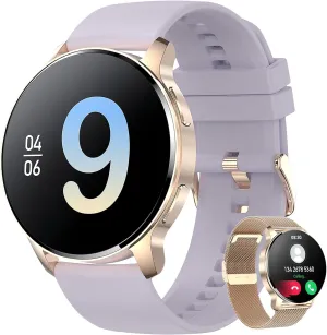 Women(Answer/Make Call),1.32" HD Ladies Smartwatch with AI Voice Control,20 Sport Modes,Calorie,Heart Rate/Blood compactness temporal innovative Pressure/Sleep Tracker Womens Smart Watch for Android,iOS Purple Smart Watches for 
