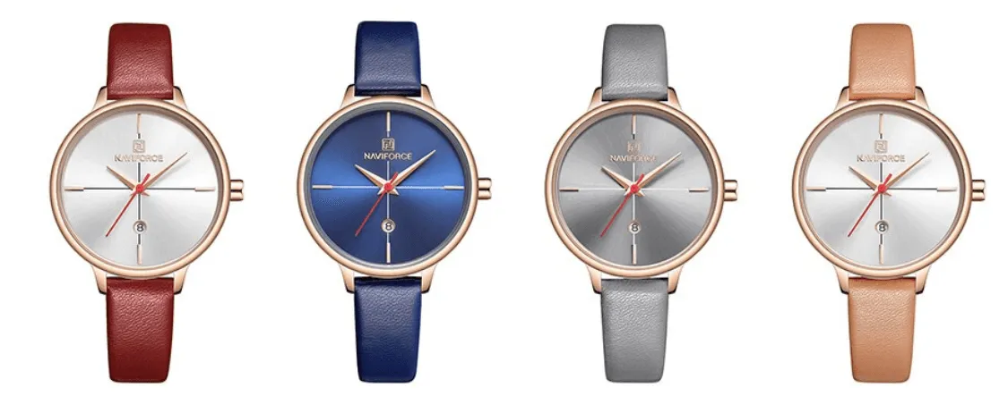 Women's Luxury Watch With  Leather Belts Shiny Steel Case  Scratch Resistant Glass Unique Design Perfect Gift