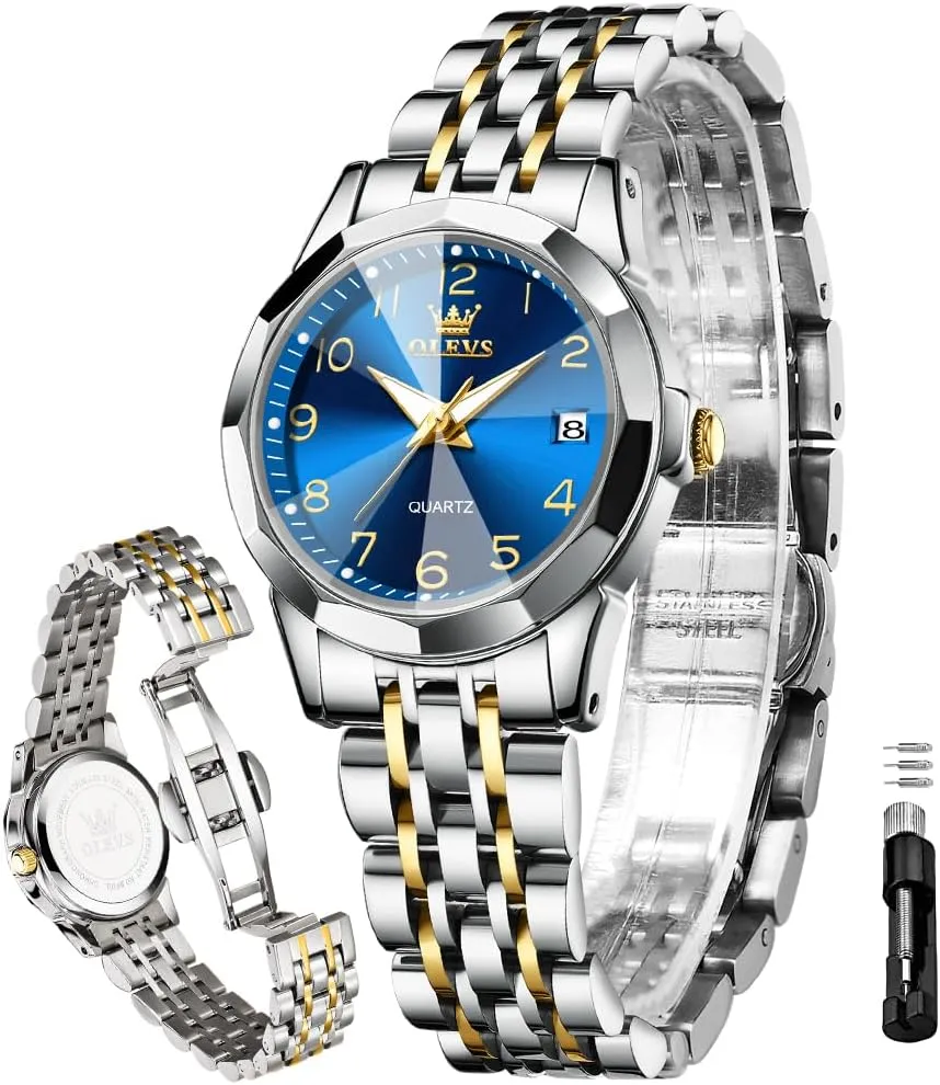 Women's Watch Gold/Silver Analog Quartz Small Stainless Steel Business Formal Waterproof Luminous Date occupant successful slat vascular utter violent Ladies Watch OLEVS 
