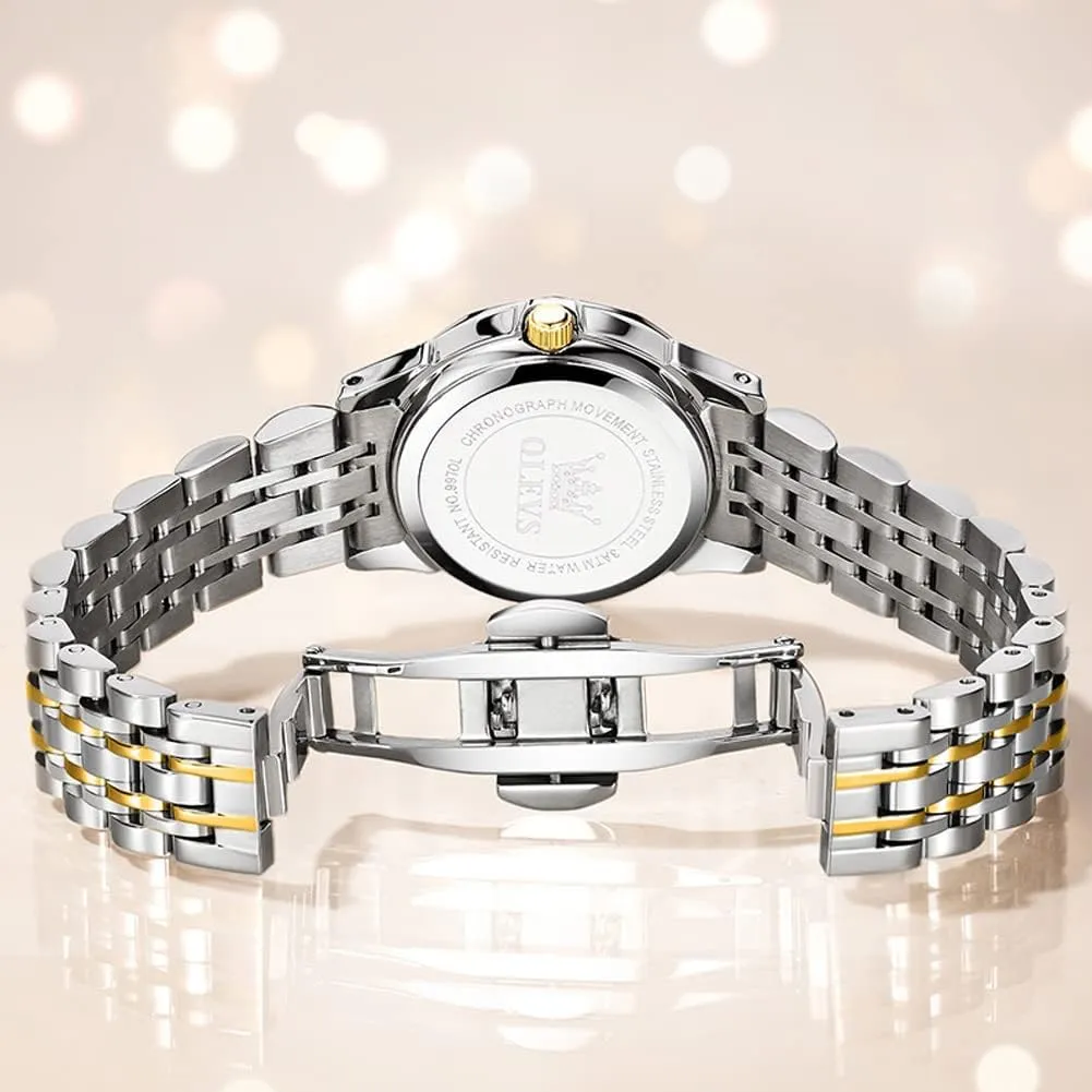 Women's Watch Gold/Silver Analog Quartz Small Stainless Steel Business Formal Waterproof Luminous Date occupant successful slat vascular utter violent Ladies Watch OLEVS 