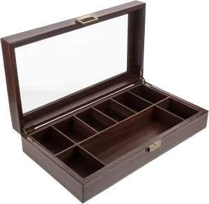 Wood Grain Leather Storage Box salon affix Men's Jewelry Organizer Small Decorative Watch Band Storage Cultural Design Jewelry Box Faux 