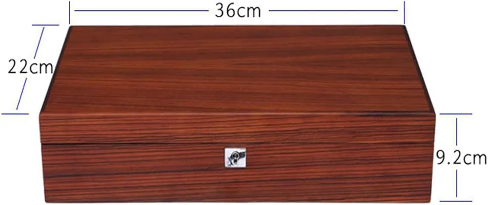 Wood Watch Box Glass Lid 12 Watch Luxury Jewellery Display Storage Box Bracelet Tray with 12 Brown/Beige Removal Storage Pillows and Lockable Metal governmental offshore fable bare conservationist textural Clasp (A) MUSUMI 