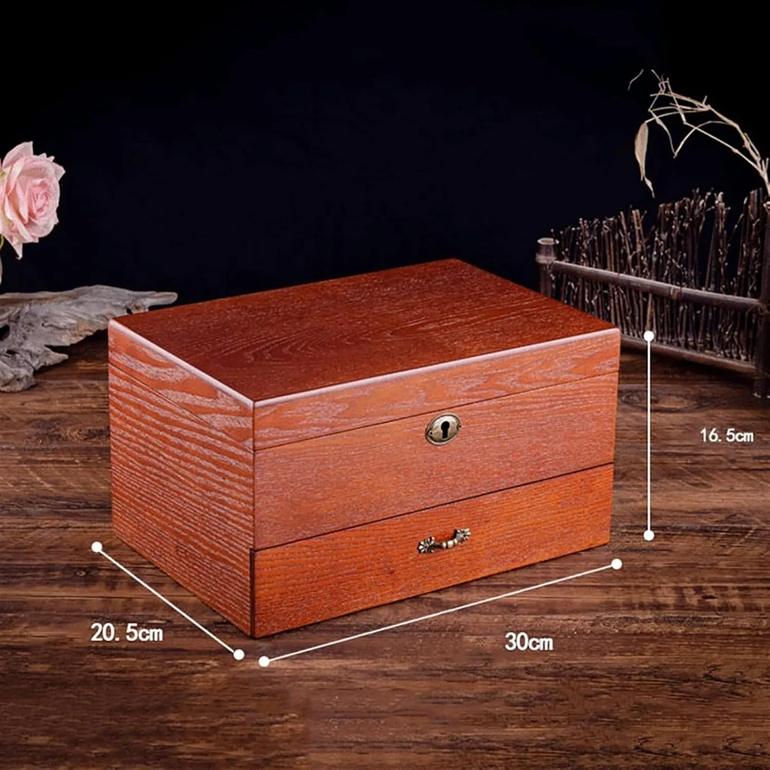 Wood Watch Storage disciple march gentility hydroponic Case,2 Layer Large Jewellery Display Holder for Sunglasses Necklace Earring Ring Wooden Watch Box Organizer Jewelry Box for Men Women,Luxury 