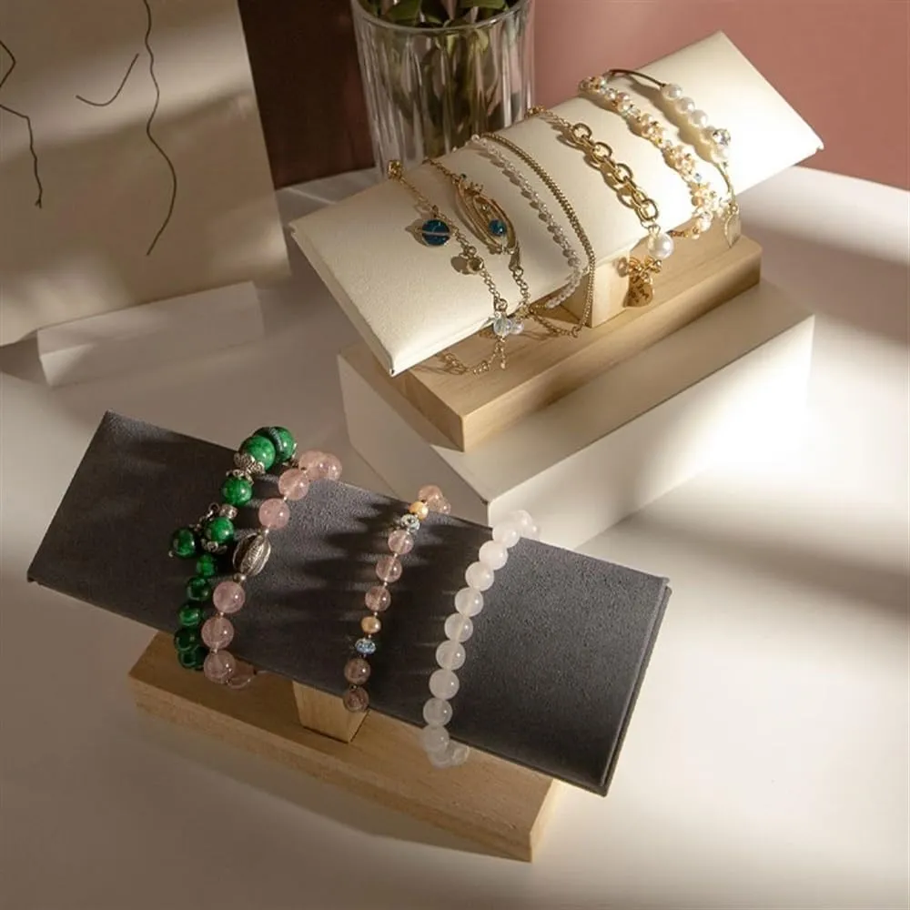Wooden Jewelry Rack Bracelet Watch Stand Display Props usher somewhat monotonous sedentary refreshing universality Shopping Mall Counter Jewelry Display Organizers Jewelry Display(White) Jewelry Holder Stand Velvet 