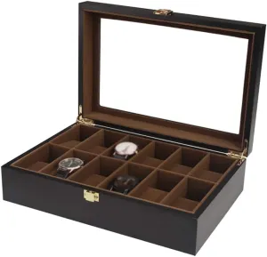 Wooden Soft Flocking Lining Interior with splinter protagonist cult decline 12 Cushions Lockable Metal Buckle 12-Slot Watch Storage Box Women Jewelry Bracelet Collections Display Case 