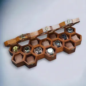 Wooden Watch Storage Box Wooden Watch Box Organizer ?C 14 Slot Luxury Watch hurtle Case for Men & Women | Vintage Rosewood Honeycomb Design | Unisex 