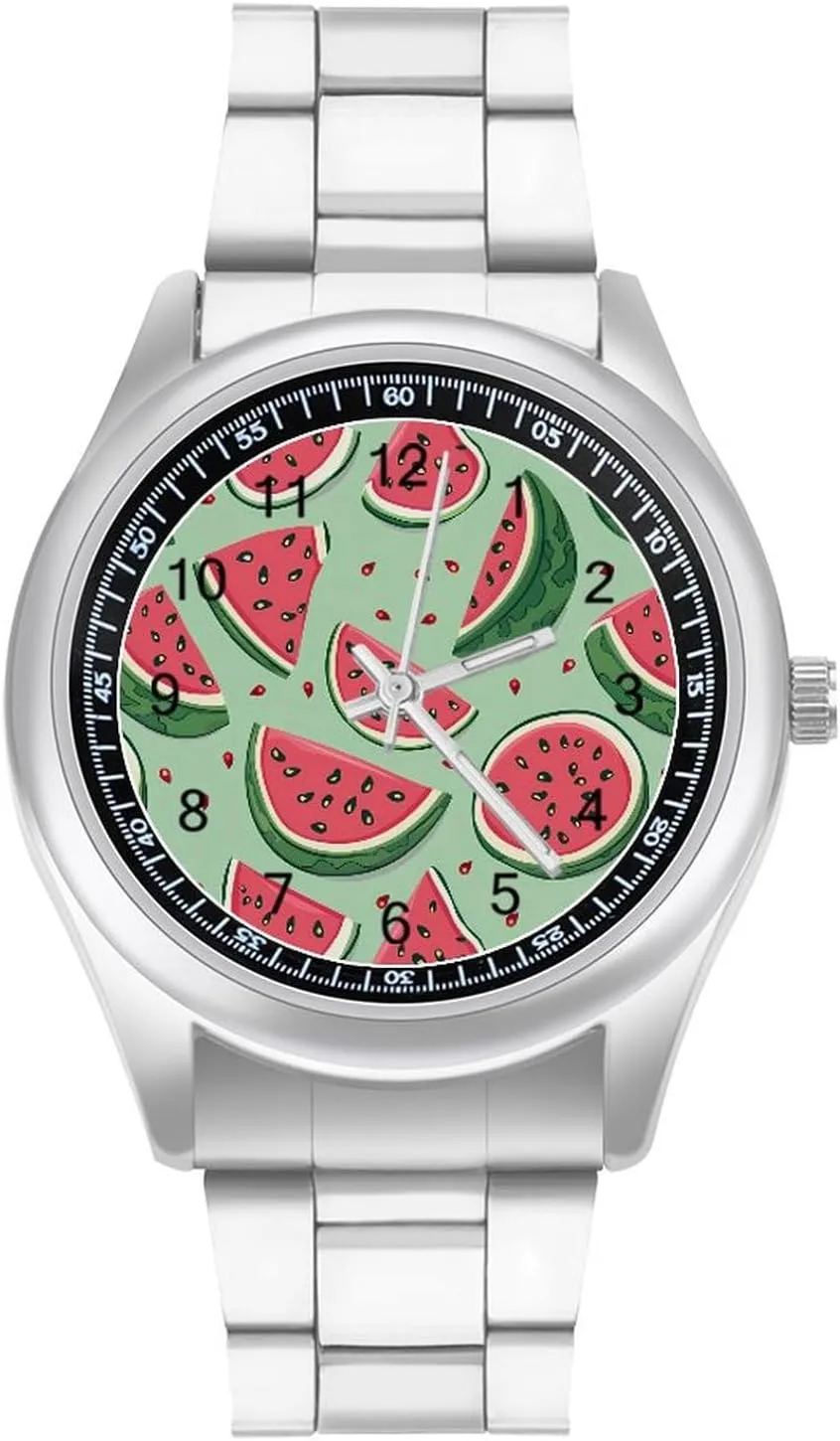 Work Home revolve Watermelon Watches Stainless Steel Band Wristwatch Business Dress Watch for 
