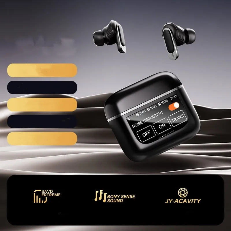 World-First Full Color Touch Screen TWS New Smart Touch Screen Display Noise-canceling Bluetooth Headphones