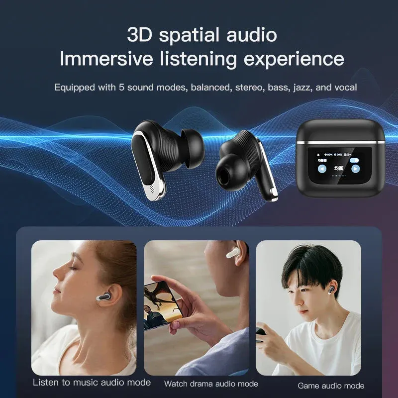 World-First Full Color Touch Screen TWS New Smart Touch Screen Display Noise-canceling Bluetooth Headphones