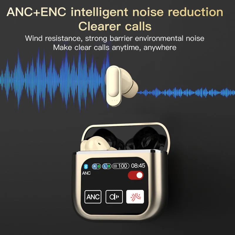 World-First Full Color Touch Screen TWS New Smart Touch Screen Display Noise-canceling Bluetooth Headphones
