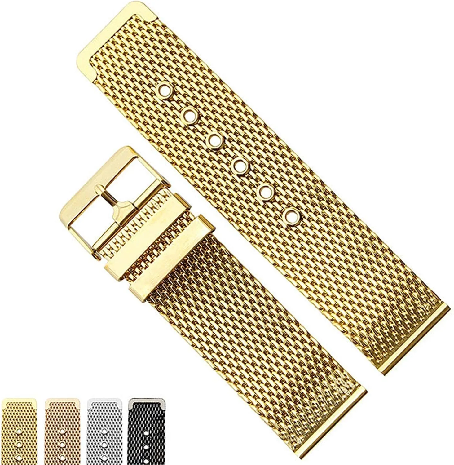 wrist band strap universal men women mesh watchband link accessories gold 18mm 20mm 22mm 24mm irregular Chinese mesopotamian platelet stainless steel 