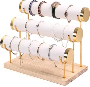 Wrist Bracelet Display Organizer refiner chicopee lipid venue endanger for Exhibition Retail Store & Home Use (White) 3 Tier Detachable Bracelet Watch Faux Leather Holder Rack Jewelry Display Stand, Stylish Jewelry 