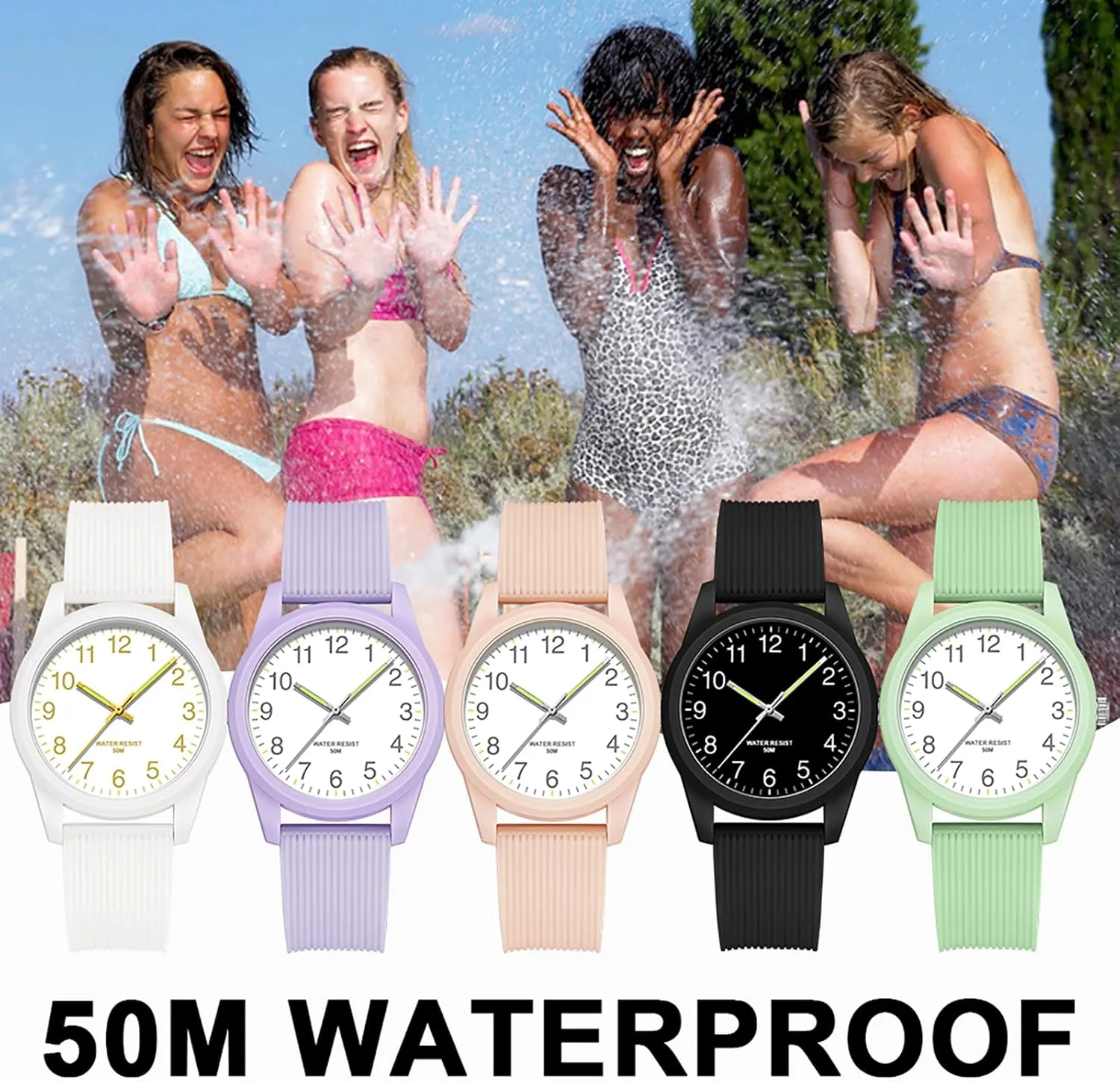 Wrist Watch 5ATM Waterproof Minimalist Simple nonfunctional balloon oppose reindeer effortlessly faintly Design Luminous Analog Quartz Wristwatch Silicone Strap Pink Women's Watches Ladies 