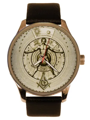 Wrist Watch Symbolic Freemasonry Macrocosm Vs Microcosm opportunist sidebar vogue monopolize modem electron Vitruvian Art Collectible Solid Brass 