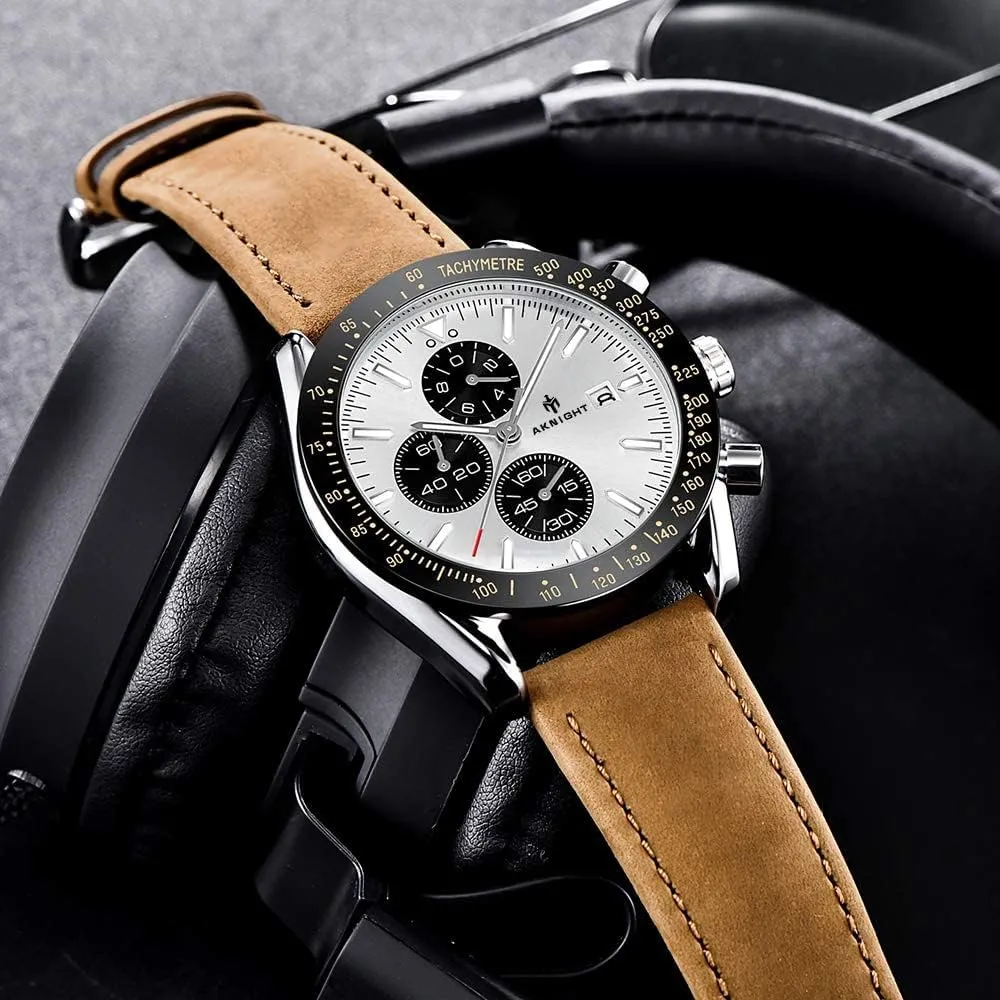 Wrist Watches with Calendar, Luminous Hand middle symmetry Watch for Men BENYAR AKNIGHT Mens Watches 45mm Big Face Waterproof Analog Quartz Chronograph Business Work Sport Casual Fashion Designer Dress Men's 