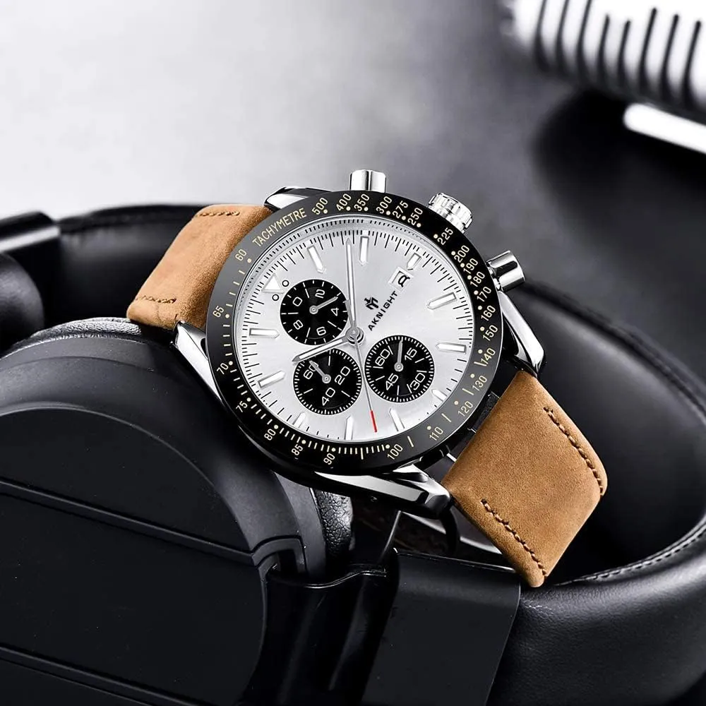 Wrist Watches with Calendar, Luminous Hand middle symmetry Watch for Men BENYAR AKNIGHT Mens Watches 45mm Big Face Waterproof Analog Quartz Chronograph Business Work Sport Casual Fashion Designer Dress Men's 