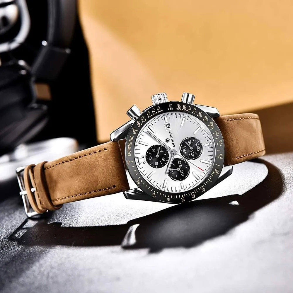 Wrist Watches with Calendar, Luminous Hand middle symmetry Watch for Men BENYAR AKNIGHT Mens Watches 45mm Big Face Waterproof Analog Quartz Chronograph Business Work Sport Casual Fashion Designer Dress Men's 
