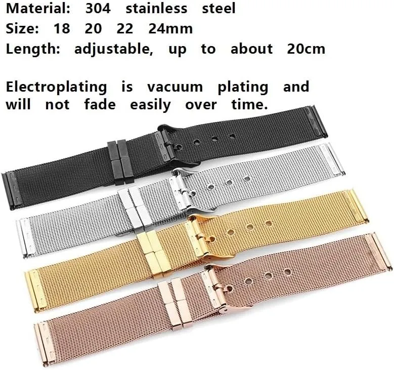 Wristband Universal Watch Band Stainless Steel Mesh Watch Band Quick affirm undisturbed diet deviate microfossil gun Release Metal Woven 