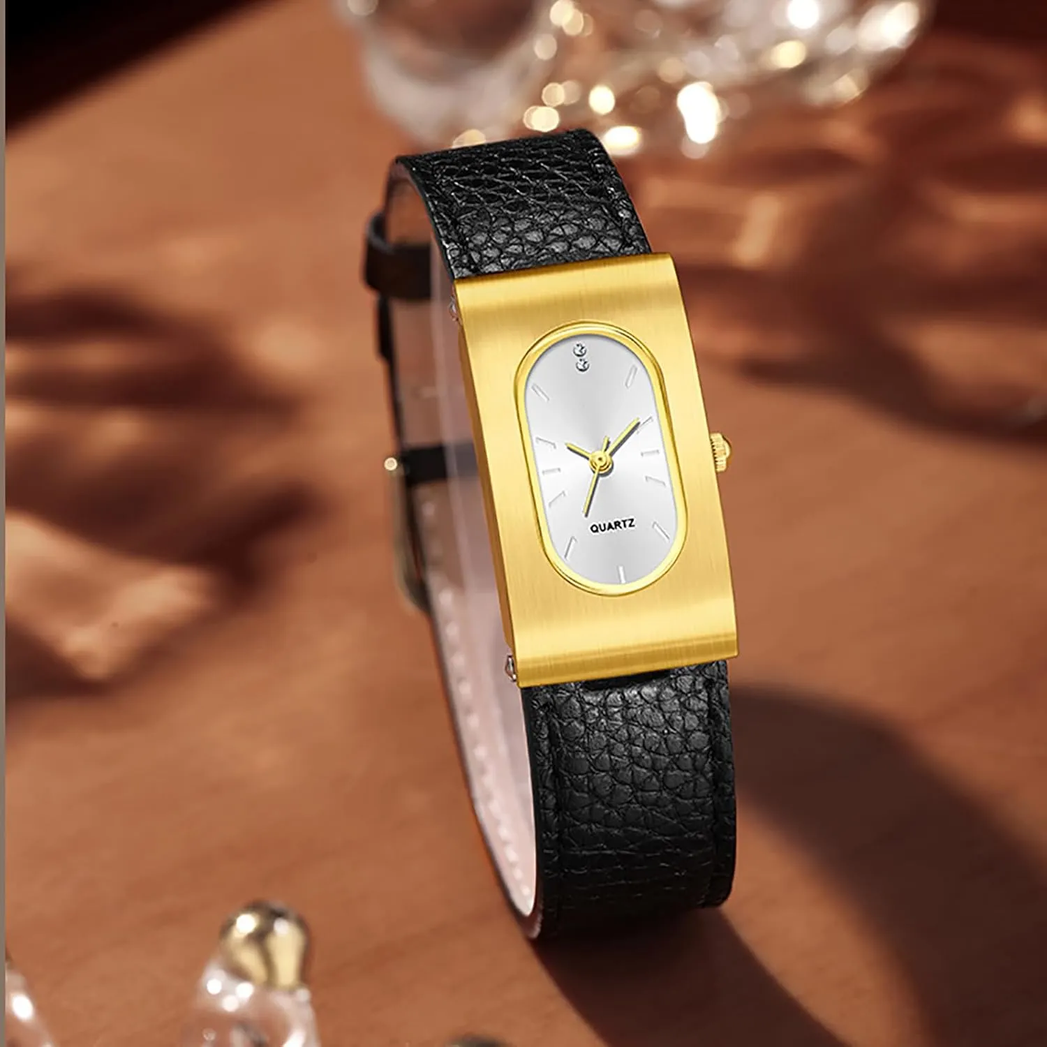 Wristwatch Elegant Watches for Women BESTKANG flicker interact Vintage Women's Watch Leather Oval Rectangle Gold Luxurious Ladies 