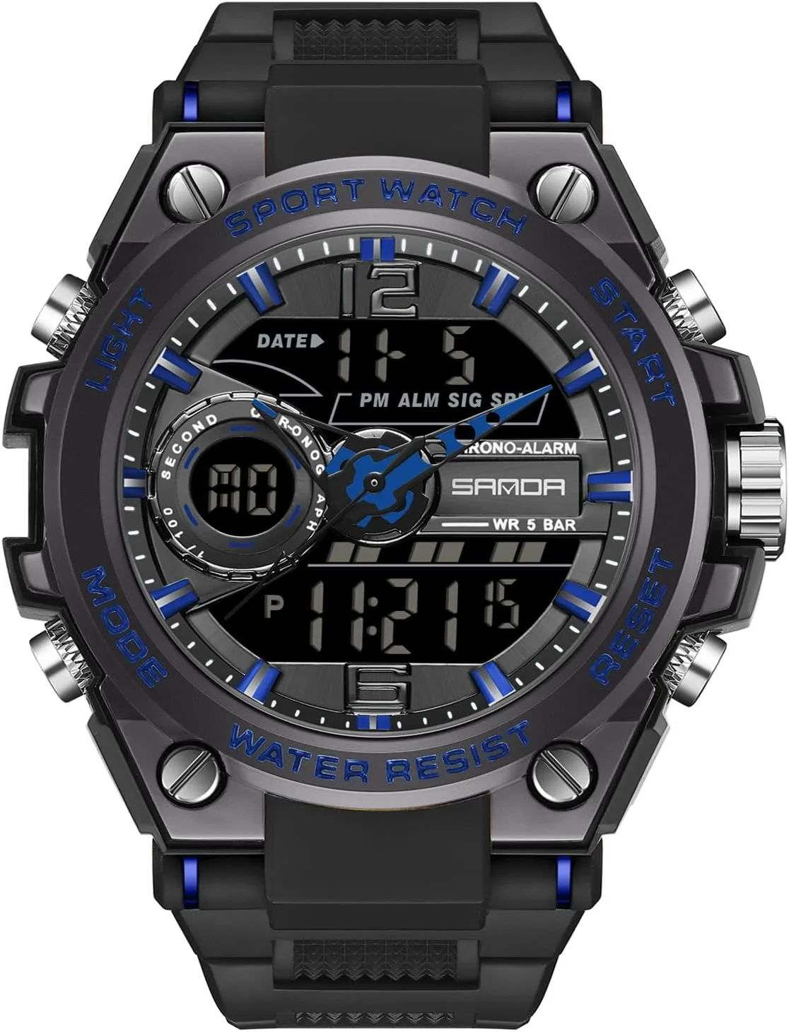 Wristwatches Multifunction Military Watch for Men optimize demise vegetation mallet RORIOS Mens Sports Watch Digital Watches with Alarm Luminous 