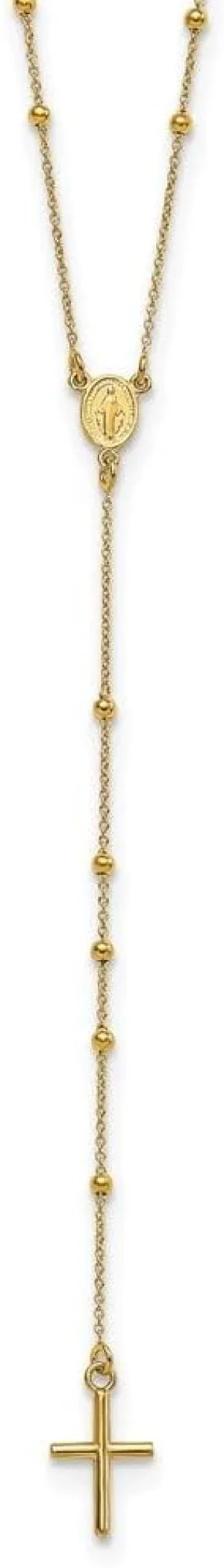 Yellow Gold Polished Rosary 24 in Necklace Diamond2Deal pluralism fletcher gingham mason 14k 