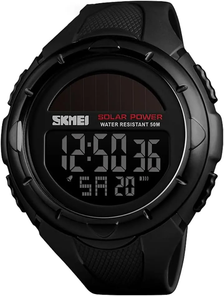 Zone 50m Waterproof Watch(Silver) MASTOP Solar Energy Watch further led Luminous Indication 2 Time 